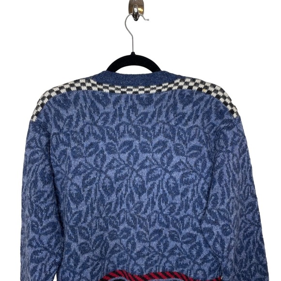 Vintage 90s Susan Bristol Pure Wool Cat Cardigan Sweater Medium - Picture 6 of 13